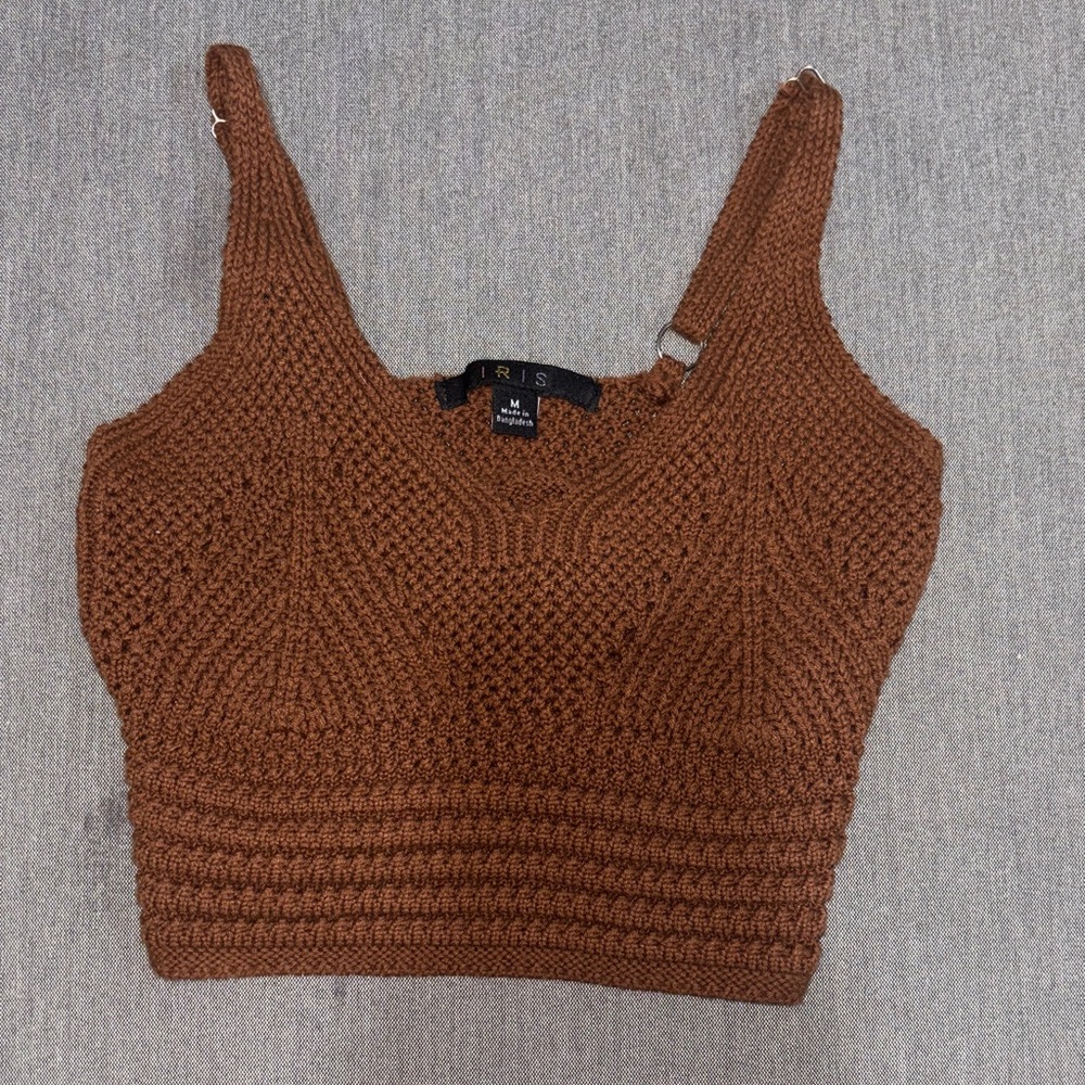 Iris Chocolate Knit Crop Top